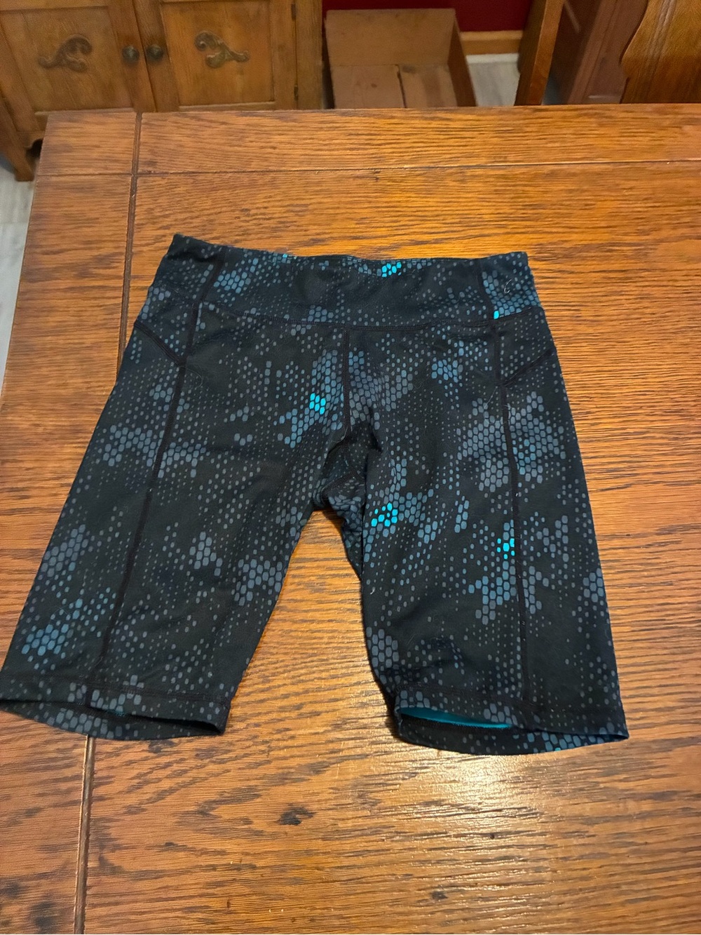 Champion Women's Black Shorts with Teal Dot Accent